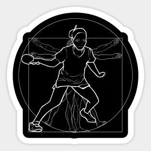 Ping Pong Table Tennis Vintage Vitruvian Man Woman Retro Sticker